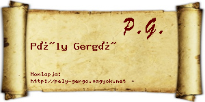 Pély Gergő névjegykártya